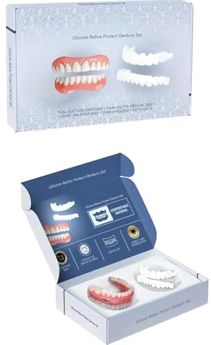 Pemarliss Silicone Reline Denture Set, Kit de Reline en Silicone pour Dentures, Facette Dentaire à Poser Soi-Même, Plaquage de Dents - Couverture Dentaire Cosmétique