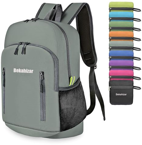 Bekahizar Faltbarer Rucksack Leicht Klein Wanderrucksack 20L Reiserucksack Tagesrucksack Tasche für Männer Frauen Jugendliche Outdoor Wandern Reisen