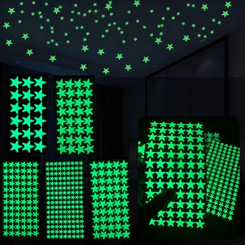 316 St Leuchtsterne Kinderzimmer, Leuchtsterne Wandsticker Kinderzimmer,Glow in the Dark Sterne Sternenhimmel Leuchtaufkleber für Decke und Wand,DIY fluoreszierende Leuchtsterne Wandtattoo, 5 Größen
