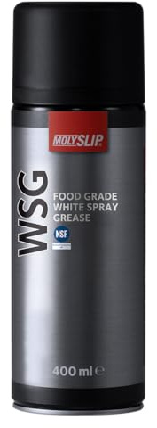 Molyslip WSG White Spray Grease 400ml Aerosol – Food Grade Lubricant Grease Spray NSF Certified – Thermally Stable, Heat & Water Resistant for Chains, Bearings, Pins, Bushes & Slides
