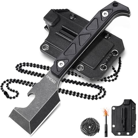 Omesio M-XG11 Cuchillo EDC D2 5,7 cm con Funda Kydex y Clip | Incluye pedernal de emergencia y cadena de bolas, ideal para taller, camping y actividades al aire libre.