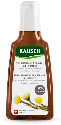 RAUSCH Anti-Schuppen-Shampoo mit Huflattich 200ml bei trockenen Schuppen | Befreit von trockenen Schuppen & pflegt die Kopfhaut, vegan & silikonfrei, mit Kamillenblüten & Klettenwurzel, Schweiz