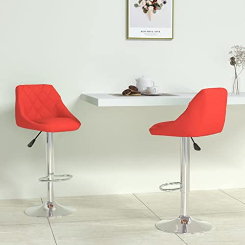 Hoopleep Barhocker Set, 2 STK. Rot, Kunstleder, Höhenverstellbar mit Rückenlehne, 360° Drehbar, Modernes Design für Küche, Theke, Bar, Esszimmer, Büro, 44 x 46 x (82-103) cm