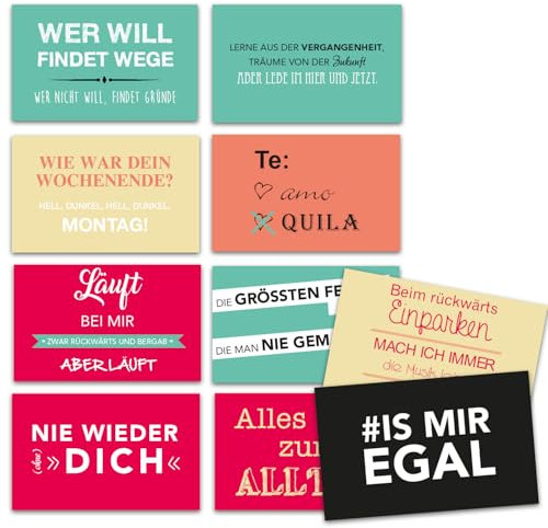 10 Kühlschrank-Magnete I 88 x 55 mm I mit Sprüchen Motiv bunt lustig eckig I Deko für Jugendliche Küche Magnet-Tafel I dv184