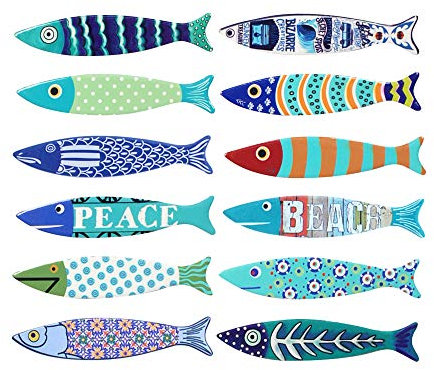 Iman Nevera X12 Fisch 13 cm, aus Ceramica hergestellt, ursprüngliche magnetische Kühlschrankmagnete, Kochen, mehrfarbige Dekoration