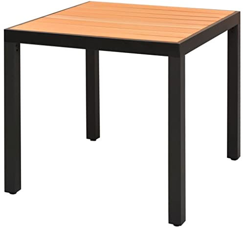 vidaXL Garten Esstisch Witterungsbeständig Gartentisch Gartenmöbel Tisch Balkontisch Terrassentisch WPC Aluminium 80x80x74cm Braun