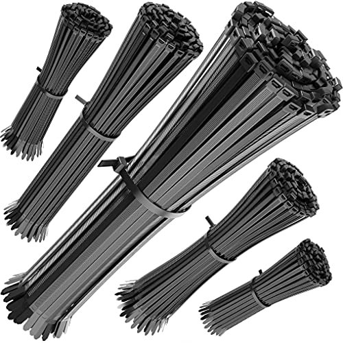 HeiKab 500er Kabelbinder Set (Stark) - UV-Beständig - 5 Größen: 140/200 / 250/300 / 370 mm - Schwarz -
