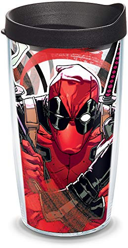 Tervis Made in USA Double Walled Marvel - Deadpool Insulated Tumbler Cup Keeps Drinks Cold & Hot, 16oz, Iconic