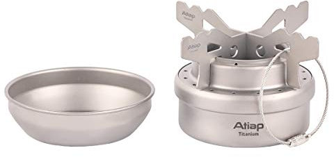 ATiAP Réchaud à alcool portable en titane avec sac de transport (avec housse anti-incendie)