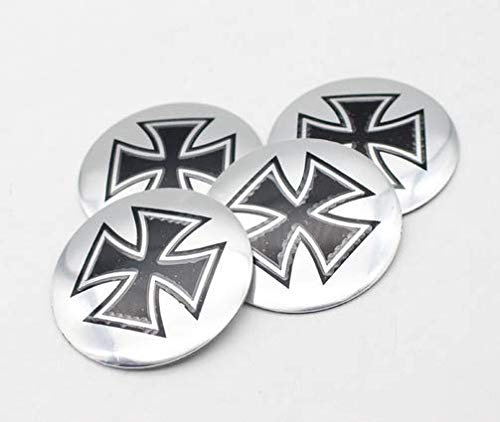 Shop of Wonder© │ 4 hochwertige Nabenkappen Eisernes Kreuz Preußen 3D Aufkleber │ ideal geeignet für Ihr Fahrzeug │ universell einsetzbar bei einem Durchmesser von 56mm