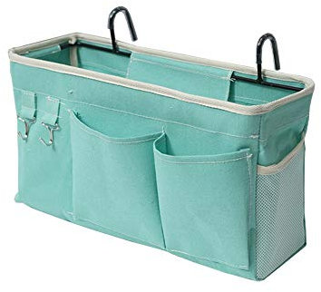 EBETA E Bett Organizer Bett Tasche mit Darhthaken Hängetasche Hochbett Aufbewahrungstasche für Buch, Magazin, Handy, Kopfhörer Bett Aufbewahrung(Grün)
