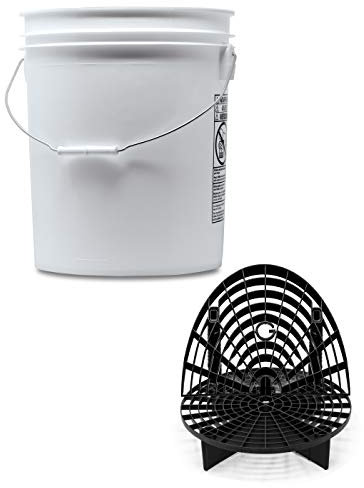 Detailmate professionelles Wasch Eimer Set: Magic Bucket Wascheimer 5 GAL (ca. 20 Liter), GritGuard Schmutz Einsatz schwarz, GritGuard Washboard schwarz
