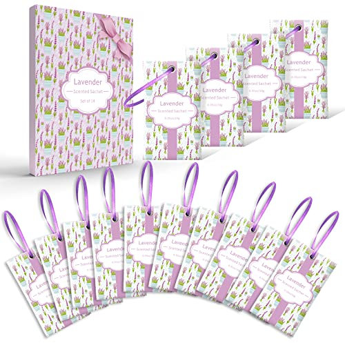 Duftsäckchen Lavendel duftende Sachets Duftkissen Taschen Lavendelbeutel für Schubladen Schränke und Autos, 10g x 14