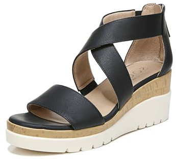 Naturalizer SOUL Women's Goodtimes Wedge Sandal Black 8 M
