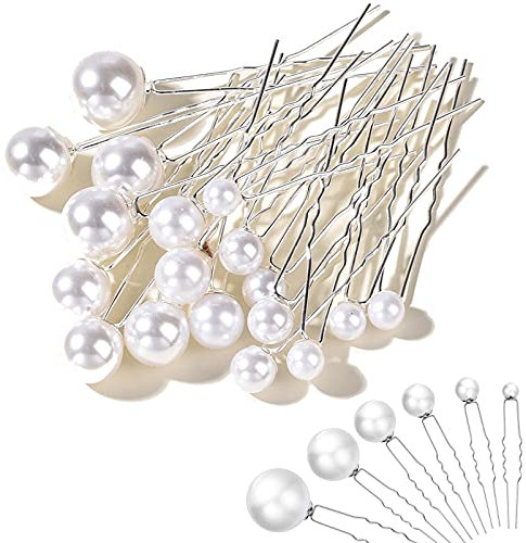Wedding Pearl U Shaped Flower Pins Hair Clips Set for Brides, Bridesmaids, Girls - Boho Vintage Jewelry (18pcs Silver)