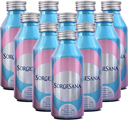 Acqua Minerale Naturale | Sorgesana | Formato Borraccia in Alluminio Riutilizzabile | 12 Lattine da 435ml | 100% Plastic Free | Alta Gamma Ristorazione