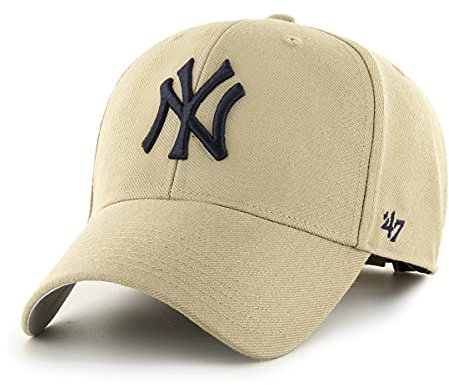 '47 MLB New York Yankees MVP Unisex-Baseballkappe, Verstellbar, Hochwertiges Design und Verarbeitung, Black Logo, Khaki