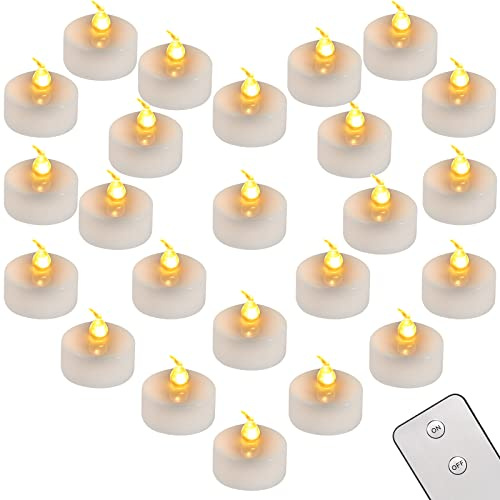 Teynewer Flameless LED Tea Light Candles Pack of 24, Realistic and Bright Flickering Battery Operated Flameless Candles with Remote Control for Christmas, Wedding, Festival, Celebration, Warm White