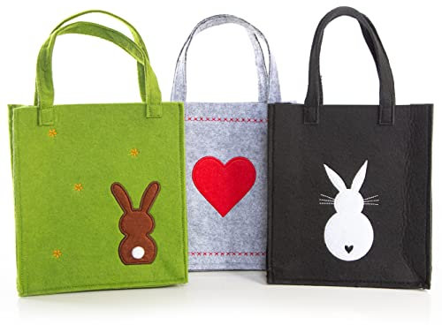 Logbuch-Verlag 3 Osternest Verpackungen aus Filz Ostern Geschenktasche Filztaschen 18 x 20 x 5,5 cm für Kinder und Erwachsene