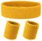 Yolev 3 Stück Schweißband Set Gelb Sport Stirnband Schweißbänder Handgelenk Herren Damen 80er 90er Jahr Outfit Schweißbänder Absorbierendes Accessoires