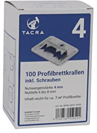 100 TaCra Profilbrettkrallen 4mm / Profilholzkrallen/Rustikalkrallen inkl. Schrauben