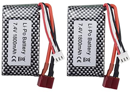 2PCS 7.4V 1800mAh T-Stecker Lithium-Batterie für WLTOYS 144001 12402 12403 12404 12423 12428 A959-B A969-B A979-B K929-B High Speed Drift RC 4WD Spielzeugauto