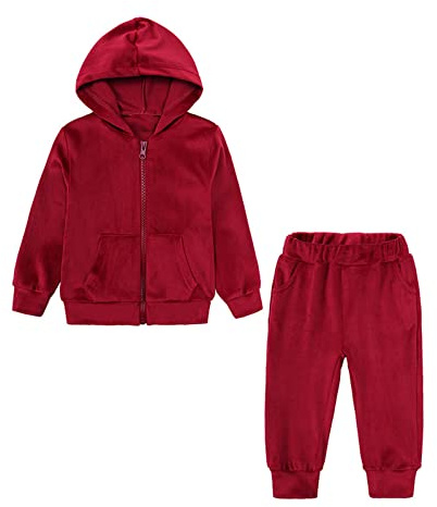 Verve Jelly Toddler Kids Baby Boys Girls Long Sleeve Zipper Sweatsuit Tracksuit Coat Sweatshirt Tops and Pants with Pocket 2Pcs Fall Winter Outfits Set