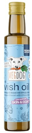 VEGDOG Vish Oil, hypoallergen, Nahrungsergänzung, vegan, Omega-3, 250ml | Fischöl-Alternative für adulte Hunde, mit EPA&DHA für Haut- und Fellgesundheit, für Allergiker geeignet