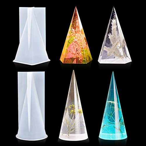 DIYBravo 2 Stück Pyramide Epoxidharz Silikonform Größ für Ringhalter Weihnachtsbaum Ornament Resin Formen 3D Würfel Formen Harz Schmuckhalter