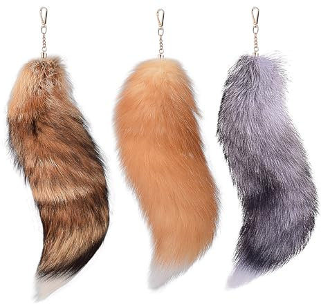 Putextile Fuchsschwanz Anhänger etwa Fell Schwanz Keychain Extra Groß Schlüsselring Tasche Zusätze Auto Schlüsselketten Anhänger Weich Flaumig Handtasche Dekoration