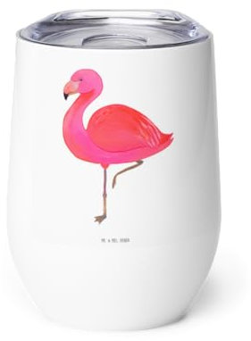 Mr. & Mrs. Panda Weinbecher Flamingo Classic - Geschenk, Edelstahlbecher, kaffee tasse, Isolierbecher, Spruch, Stolz, Rosa, Prächtig, Thermobecher, Thermo Becher, glücklich, Selbstliebe, thermosbecher
