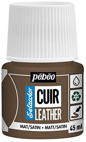 PEBEO - Setacolor Leather - Acrylic Paint for Leather and Leatherette - Customization Bag, Shoe, Sneaker - Resistance to scratches, folds, rubbing - Matt/Satin finish - Expresso Brown - 45 ml
