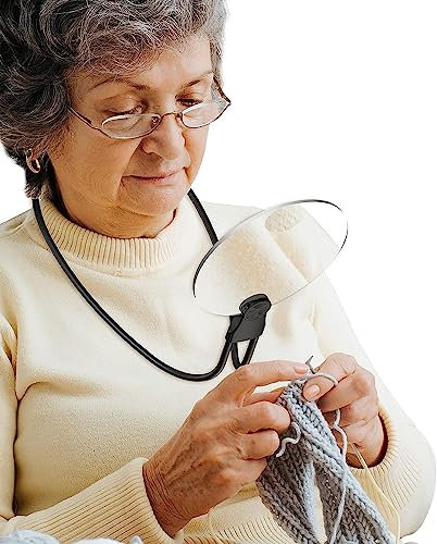 Loupe portative circulaire pour le cou, réparation, couture, mauvaise vision chez les personnes âgées - Grossissement 3X et 6X