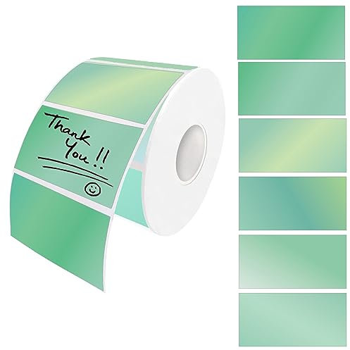 WLHGH Thermische Etiketten, Selbstklebende Kreis Aufkleber Drucker Etikett, 6 Farbverläufe Mehrzweck-Etiketten für Dankeskarte, Logo Design, Adresse, QR Code, Adresse, Inventar (60x30mm², Grün)