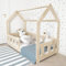 Hausbett 60x120 mit Rausfallschutz Naturholz – Milo - Gemütlich Rausfallschutz Bett für Kinderzimmer - Kinderbett mit Lattenrost - Stabiles Kinderbett Mädchen