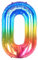 Ponmoo 40 inches Foil Balloons Numbers 0 Neon Rainbow (101cm), Inflatable Helium or Air, Giant Balloon Number 0-9, 10-29, 30-100, Grand Balloons for Anniversary Wedding Birthday Party Decoration