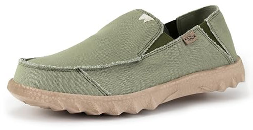 Kickback Couch Classic - Zapatos Hombre Lona Ligeras Slip On Mocasines - Casual Hombre Slips On o Slide In - Mid Green - EU44