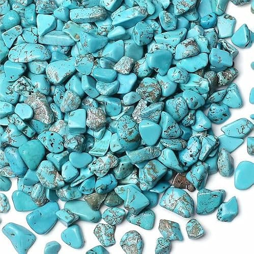 YATOJUZI Türkis 0,5 kg Aquarium-Kies Felsen Großhandel Trommelsteine Chips zerkleinert Reiki Energie ausgleichende Edelsteine für Pflanzgefäße Vasenfüller Brunnen Aquarium Topfdekoration