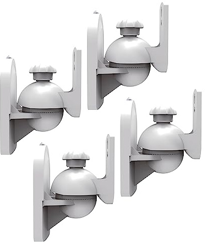 RICOO Lautsprecher Wandhalterung 4-er Set LH028-W universal Boxenhalterung schwenkbar neigbar Lautsprecherhalterung Speaker Wall Mount weiß