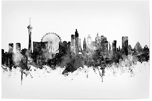 artboxONE Poster 30x20 cm Städte Las Vegas Nevada Skyline Schwarz - Bild las Vegas las Vegas malerei