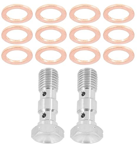 MACHSWON 2 Set Metric Thread Double Banjo Bolt Brake Fitting Adapter with Washers M10x1.25 for Motorcycle Car
