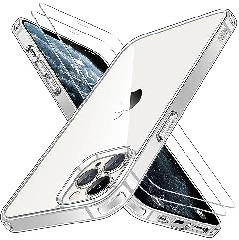 Niphabe Klar Hülle Kompatibel mit iPhone 11 Pro mit 2 Stück Schutzfolie, Nie Vergilbung Hard PC Case Kratzresistente Rückseite Stoßfest Schutzhülle TPU Bumper Durchsichtig Hülle Klar