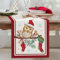 Bonhause Tischläufer Weihnachten Eule Tischläufer Kiefernzweige Vogel Schneeflocken Winter Küche Esstisch Dekoration für Drinnen Draußen Urlaub Party Waschbar Wohnkultur Tafeltuch (33 x 183 cm)