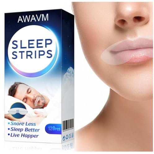 AWAVM Mouth Tape, 120 Stück Sleep Strips Mundband Schnarchstopper, Anti Schnarch Pflaster Bessere Nasenatmung für Erwachsene, Verbessern Sie Die Schlafqualität Weniger Mundatmung und Schnarchen