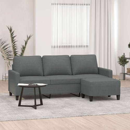 Homgoday 3-Sitzer-Sofa mit Hocker Sofa Couch Relaxsofa Relaxcouch Loungesofa Gästesofa Polstersofa Sofa Modern für Wohnzimmer Schlafzimmer Büro WohnungDunkelgrau 180 cm Stoff