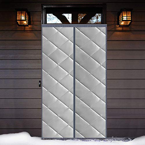 Magnetischer Fliegengitter-Türvorhang für den Haushalt, schalldicht, Thermo-Falttüren, interner automatischer Schließer, Schlafzimmer, Balkon, hält warm, verstellbar, Grau, 140 x 240 cm