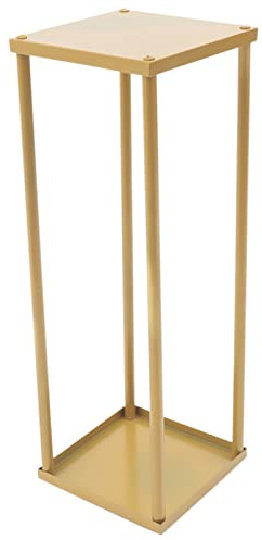 LANNADD 2 Stück Blumentopfständer, Goldvasen 60cm Hoch Blumenständer Metall Bodenvase Säule, Geometrische Mittelstücke Steht Rechteckiges Display Rack für Hochzeiten Partydekoration