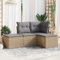 QJBSAVVA 4-TLG. Garten-Sofagarnitur, Loungemöbel Terrasse Eckbankgruppe Lounge Tisch Essgruppe Geeignet für Außen Garten Balkon Wenig Platz mit Kissen Beige Poly Rattan