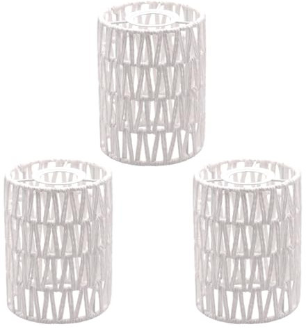 Giutna Boho-Rattan-Lampenschirm, 16,3 cm H x 12,4 cm D, gewebter kleiner Lampenschirm, 4,1 cm, für Kronleuchter, Stehlampe, Deckenventilator, Wandlampe, Weiß, 3 Stück