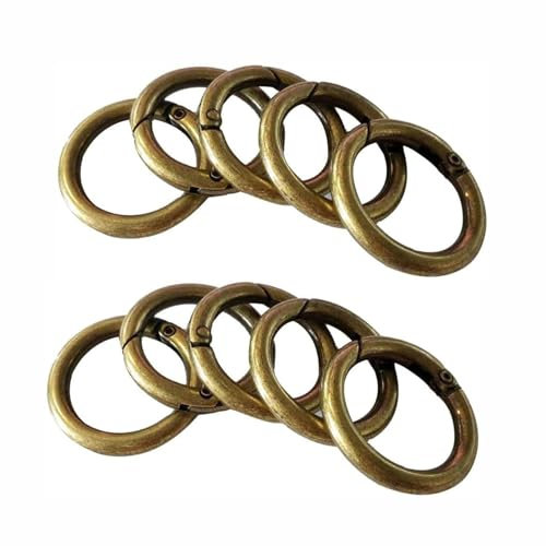 LSRVNM 10 Stück 38mm Runde Karabinerhaken, Sehr Robust Zinklegierung Runde Karabiner Ring Karabinerhaken Rund Karabiner Rund O Ring für Schlüsselanhänger, Tasche, Schmuck, Bastelarbeiten (Bronzer)